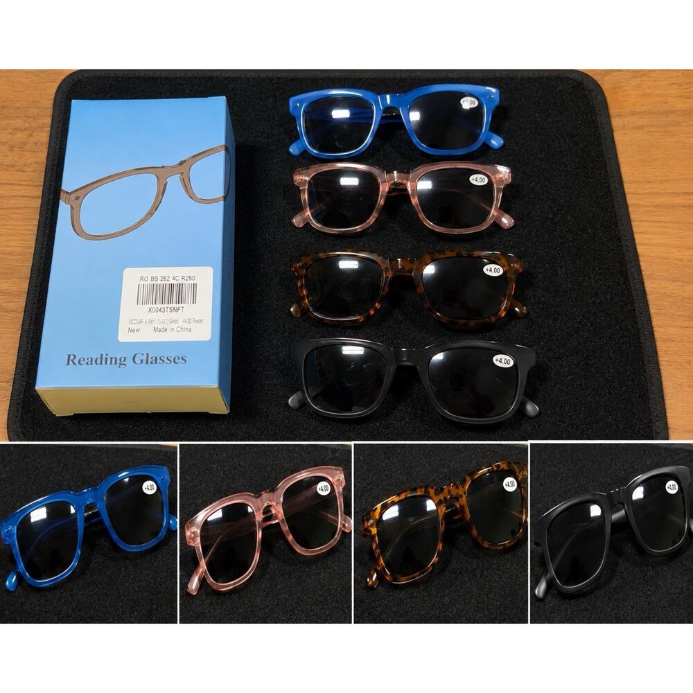 4 Pack Reading Glasses +2.5 Oversized Fashion Frames Assorted Colors New